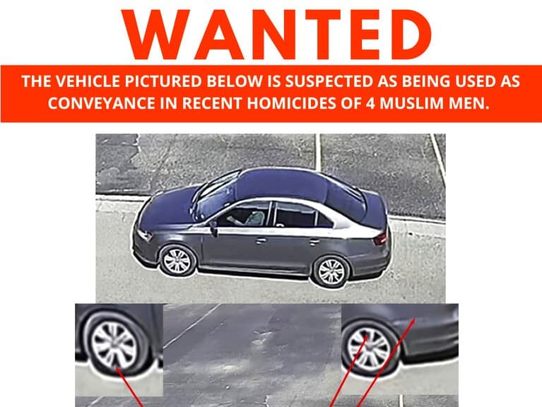 Auto ligado al sospechoso de los asesinatos de cuatro musulmanes en Nuevo México.