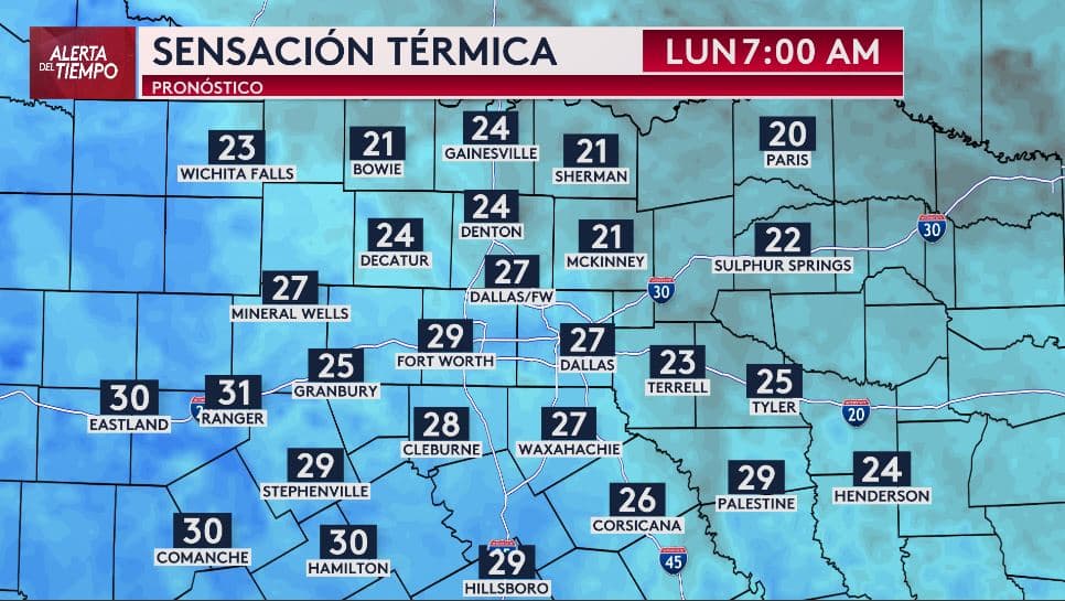 Aviso por helada: así estarán las temperaturas este lunes por la mañana en el norte de Texas