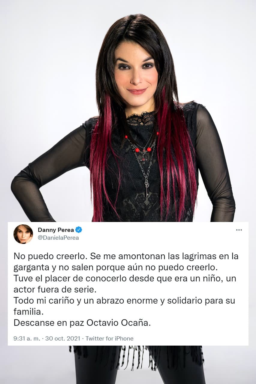 <b>Danny Perea</b>, la rebelde Alejandra, se mostró muy conmovida por la muerte de Octavio.