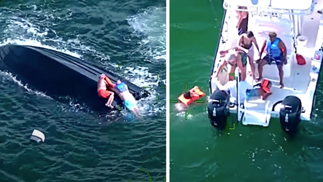 Rescatan a 11 personas incluyendo niños, varados en el mar tras volcarse su bote