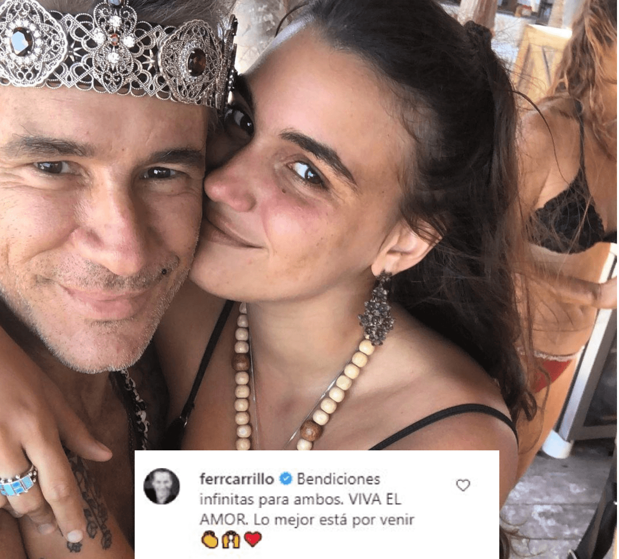 El actor Fernando Carrillo dejó sus buenos deseos en el Instagram de ella: "Bendiciones infinitas para ambos. Viva el amor. Lo mejor está por venir", escribió quien se convirtió en padre del pequeño Milo el 10 de marzo pasado.