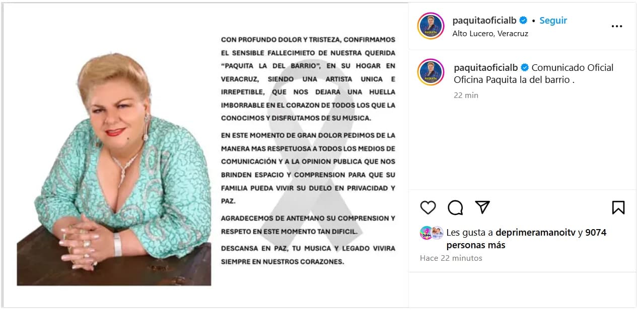 Muere Paquita la del Barrio a los 77 años.