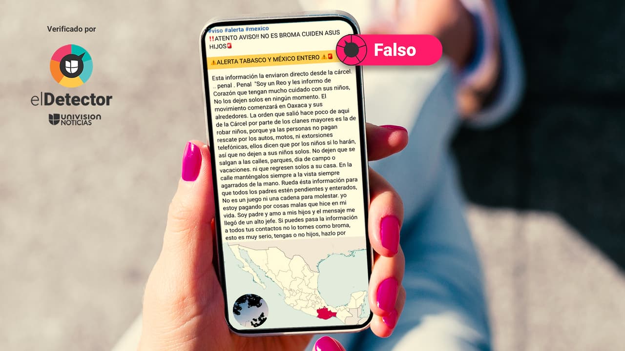 Son falsas esas publicaciones que advierten sobre una ola de secuestros a niños en Tabasco, México