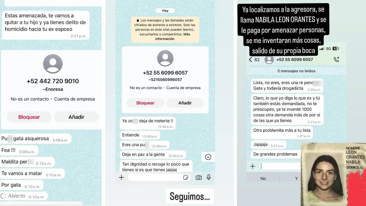 Las presuntas amenazas que Imelda Tuñón habría recibido a su teléfono móvil.