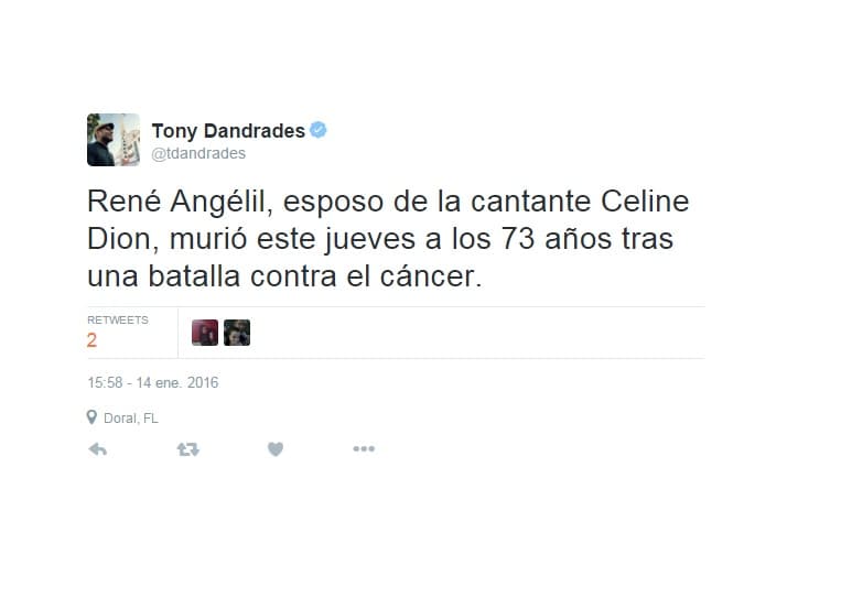 El periodista Tony Dandrades tampoco dejó de expresar su sentir en Twitter.
