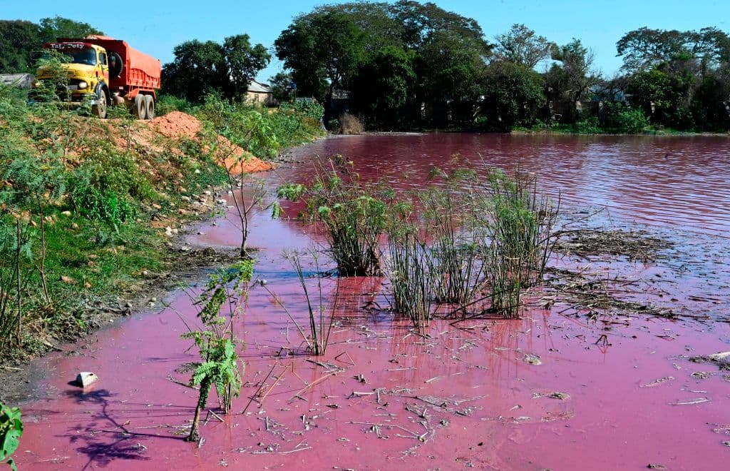 "Hemos tomado muestras para descubrir exactamente los tipos de contaminantes que tiene este lago. Es muy extraño el color que tomó el agua", dijo a la AFP el ministro del Medio Ambiente, Ariel Oviedo.