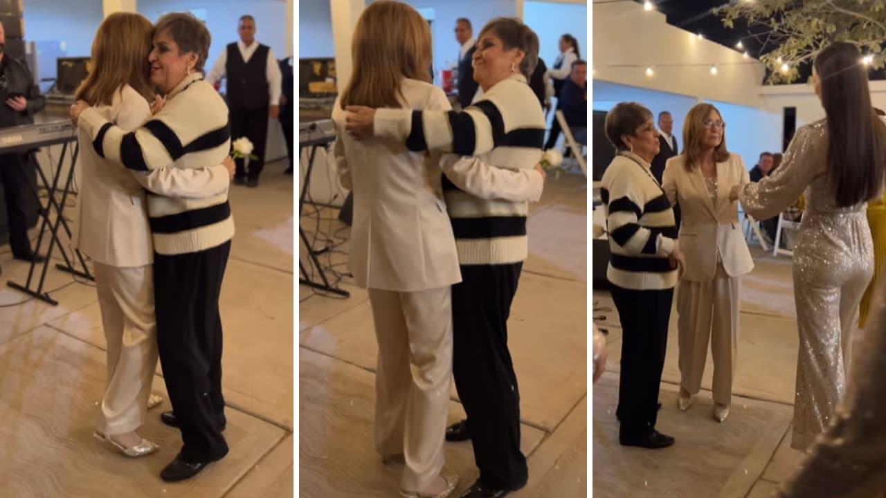 Doña Alicia López (madre de Ana Patricia), la tía Rosa (suéter rayado) y Ana Patricia.