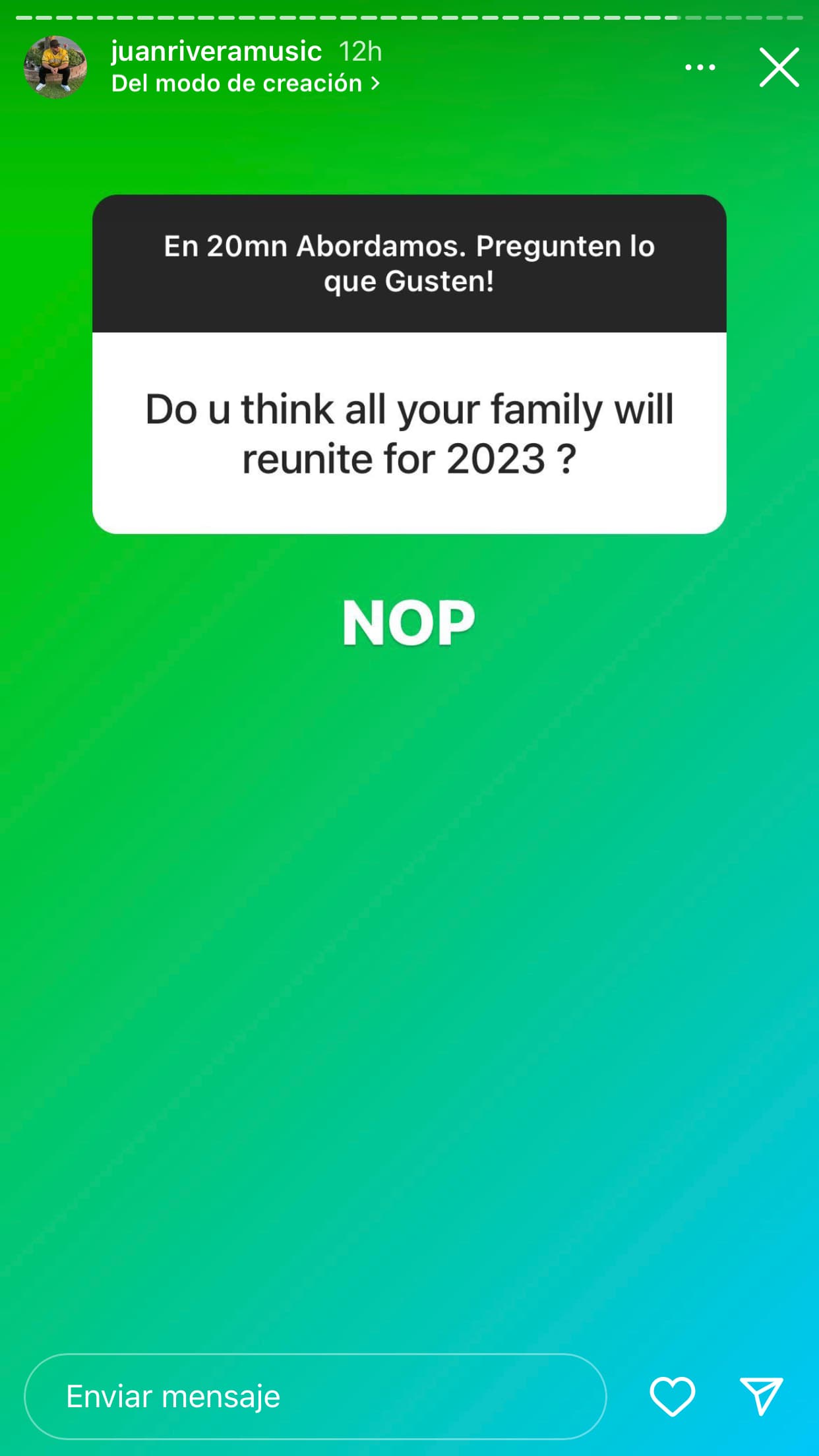 Descartó que los Rivera puedan reconciliarse y volver a estar unidos para el 2023. 
<br>