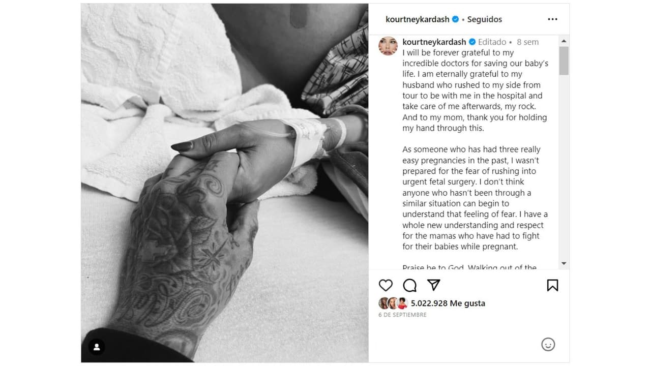 Kourtney Kardashian superó una complicación en su embarazo.