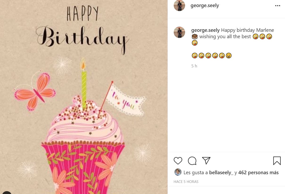 "
<b><a href="https://www.instagram.com/p/CSMJ3M0rH6o/" target="_blank">Feliz cumpleaños Marlene</a></b>, deseándote todo lo mejor", escribió en su cuenta de Instagram junto a una imagen de un 'cupcake' con la que etiquetó a la madre de su hija. 
<br>