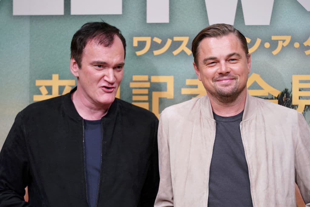 TOKYO, JAPAN - AUGUST 26: (L-R) Director Quentin Tarantino and actor Leonardo DiCaprio attend the press conference for the Japan premiere of 'Once Upon A Time In Hollywood' on August 26, 2019 in Tokyo, Japan. (Photo by Christopher Jue/Getty Images)