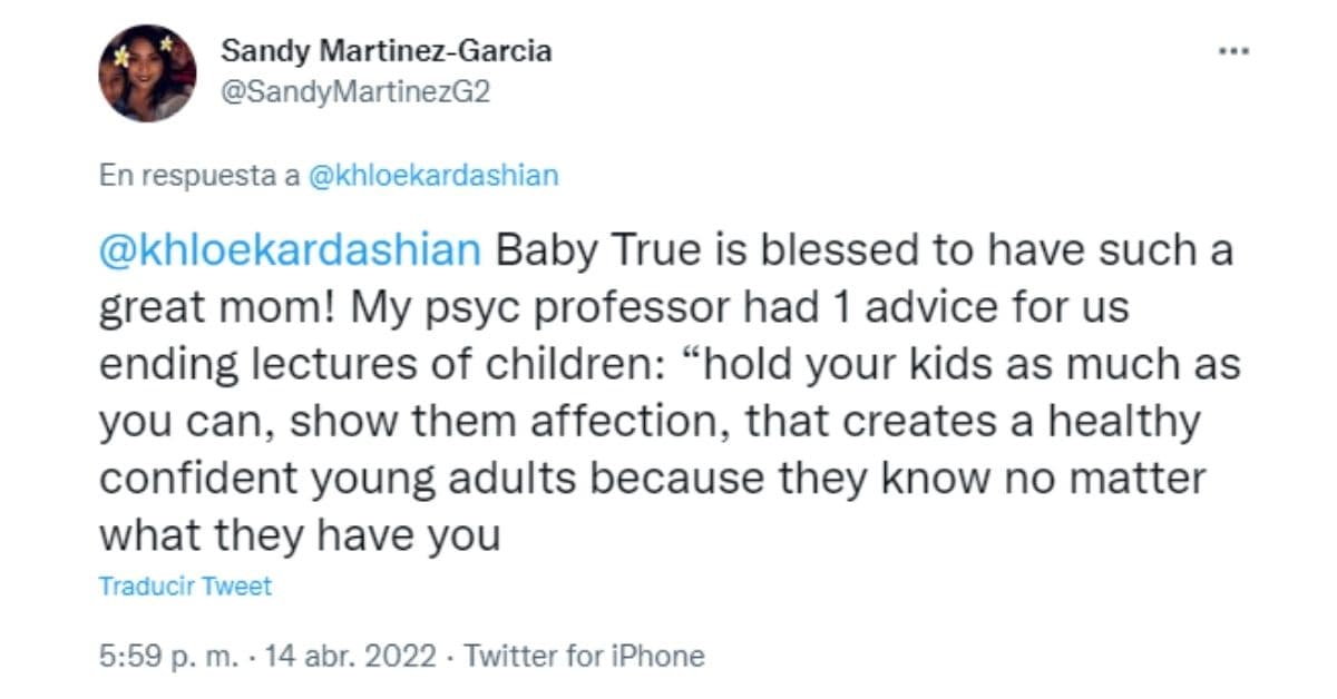 usuario apoya a Khloé Kardashian