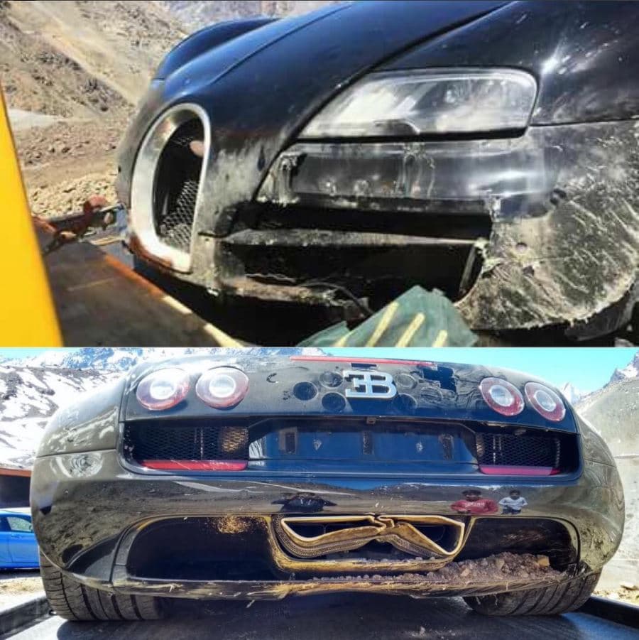 Aparentemente el vehículo no sufrió daños mayores, pero entre los elementos afectados observamos ambos difusores (delantero y posterior) y los terminales de los tubos de escape. No se reportaron daños humanos en este accidente, pero el costo total de reparación debería superar fácilmente los 100,000 dólares.