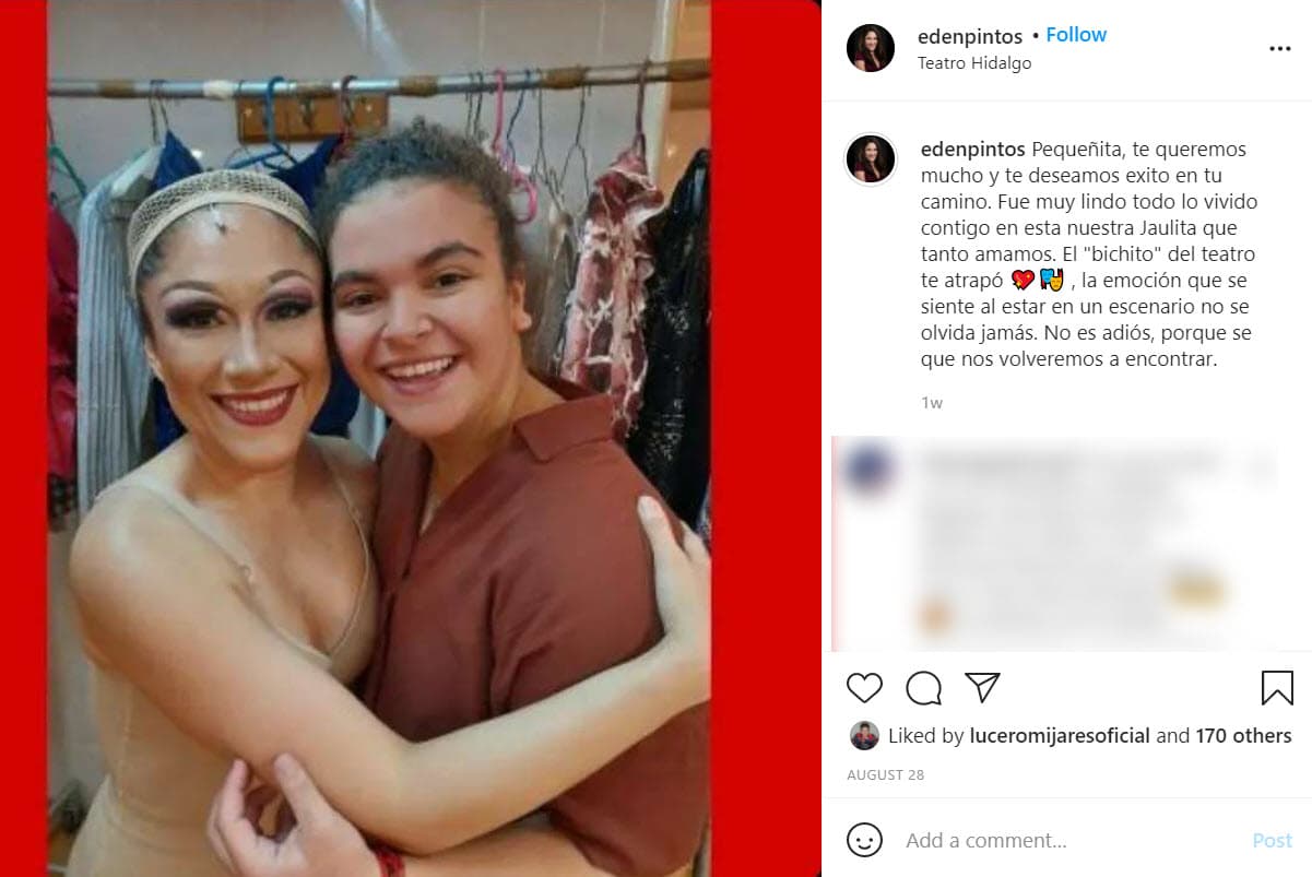 Fue la actriz
<b>Edén Pintos</b> quien confirmó la noticia: "Pequeñita, te queremos mucho y te deseamos éxito en tu camino".
<br>