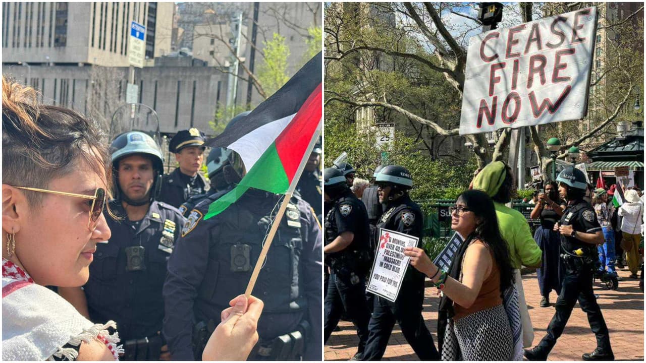 Manifestantes pro Palestina se concentran en Brooklyn y piden el "alto al fuego" en Medio Oriente