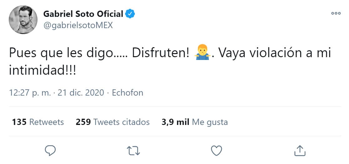 "Me hago completamente responsable de este tema y quiero pedirles a mis amigos de los medios de comunicación todo su apoyo para tratar esto con el mayor cuidado para garantizar el bienestar y la integridad de mis hijas y de mi pareja", dijo respecto a las niñas que tuvo durante su relación con Geraldine Bazán y su actual pareja Irina Baeva.
<br>