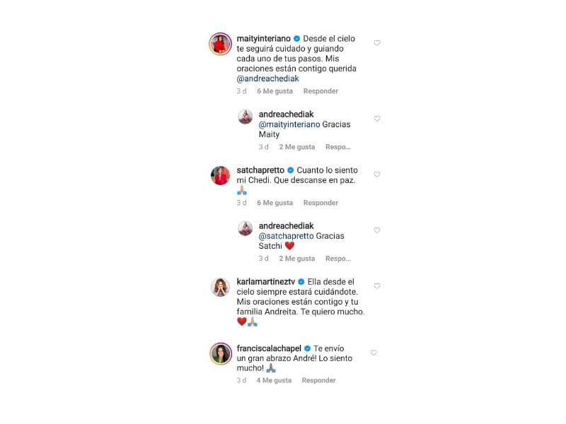 Sus compañeros del show la apoyaron a distancia y le enviaron su más sentido pésame, abrazos y palabras de aliento.