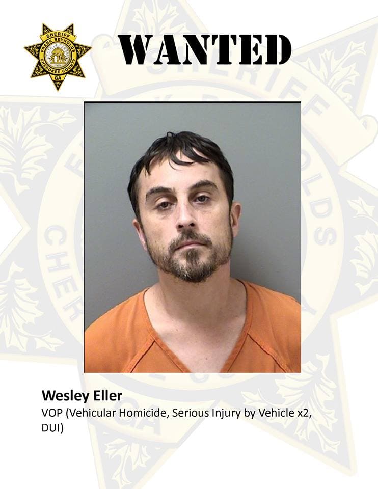 WESLEY ELLER. Acusado de homicidio vehicular, de lesionar a dos personas con un auto y de manejar bajo los efectos del alcohol. Si lo has visto, llama al 911 o al 678-493-4080.
