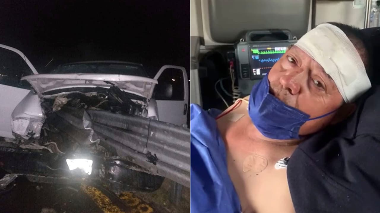 Precisamente, Homero Guerrero Jr. fue el único lesionado cuando una valla metálica atravesó la camioneta de la agrupación, dejándolo con el pie quebrado y de camino en ambulancia para ser operado.