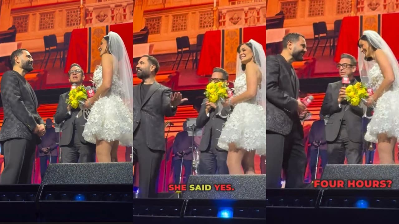 Así fue el 'casamiento' entre Dayanara Torres y Enrique Santos para anunciar oficialmente que tendrán un show de radio matutino juntos.