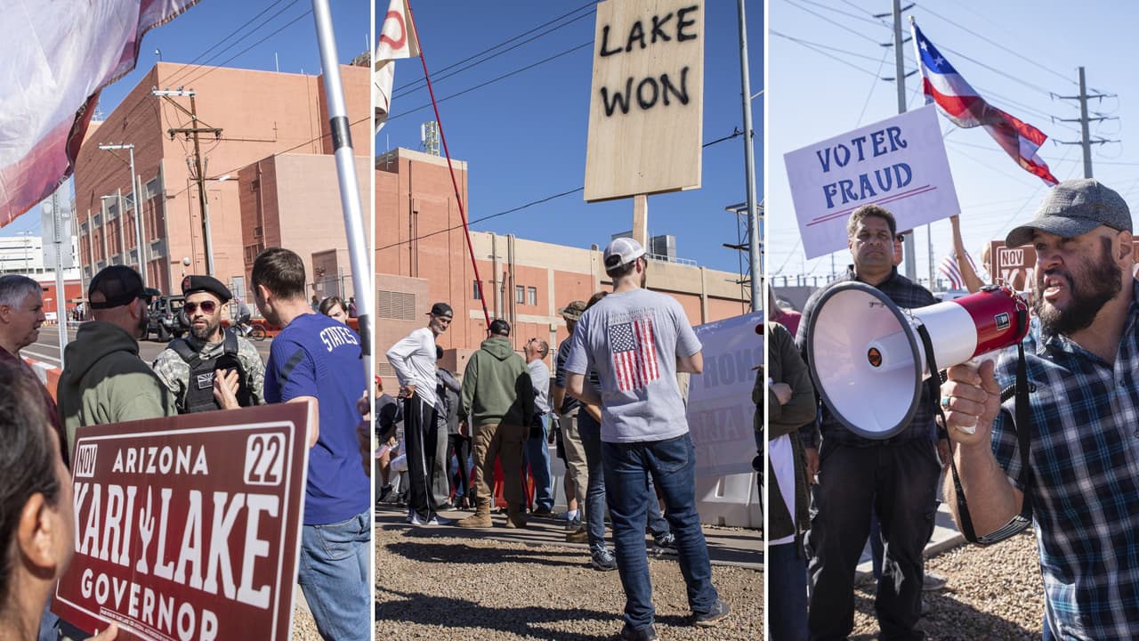 Así fue la protesta de un grupo de republicanos frente a la oficina de registro del condado Maricopa