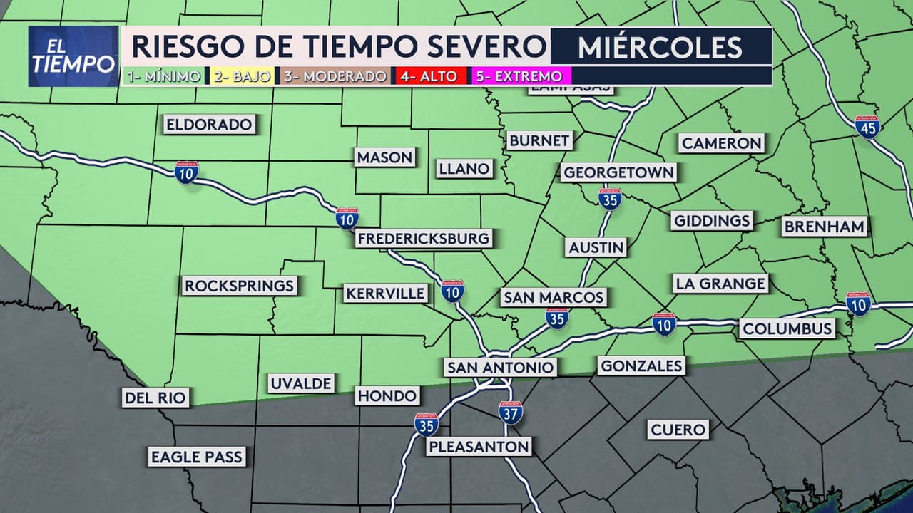 Riesgo de tiempo severo es mínimo para este miércoles 20 de agosto en el centro de Texas.