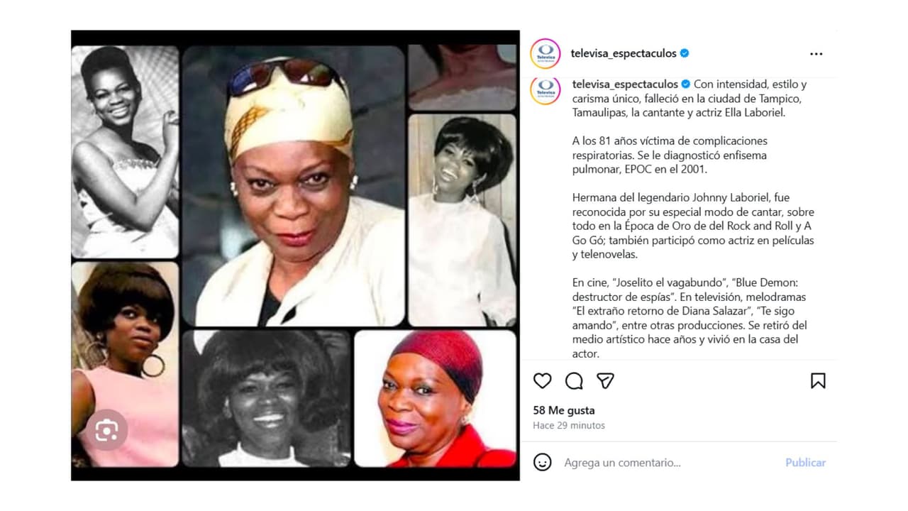 Así se reportó la muerte de Ella Laboriel este miércoles 8 de julio de 2026.