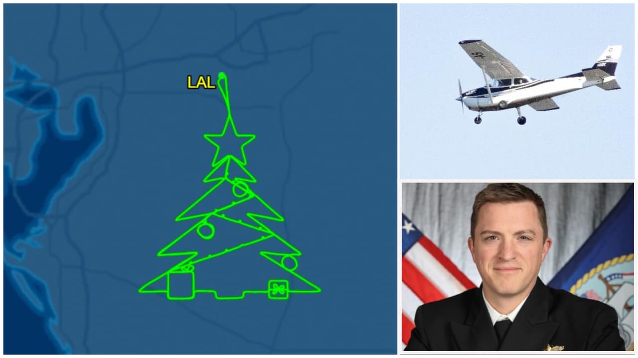 Piloto de Lakeland formó un arbolito de Navidad volando 4 horas en su avioneta