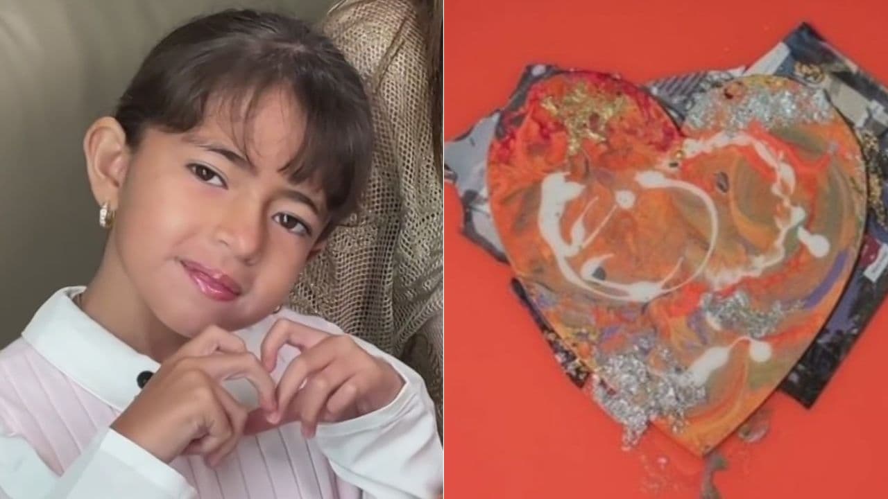 Niña de 7 años transformó una dura experiencia en arte: pinta corazones y ayuda a otros menores