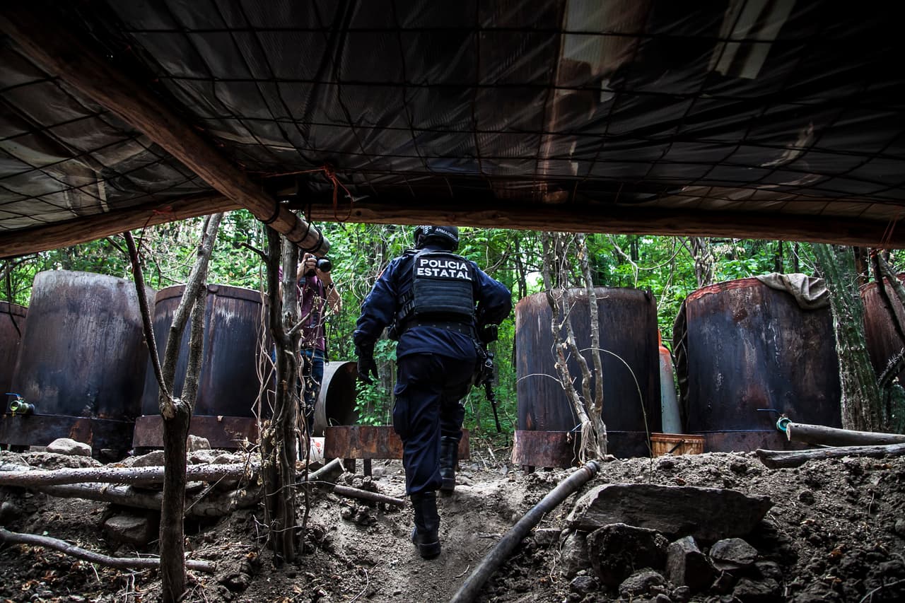 Laboratorio de drogas sintéticas desmantelado en 2018 en Sinaloa, México.