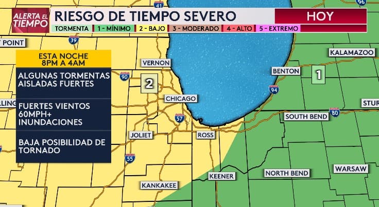 Se esperan algunas tormentas severas con vientos de hasta 60mph y granizo en Chicago