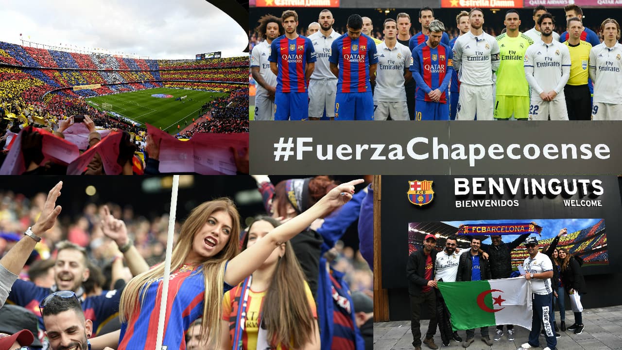 El partido más esperado en España, y quizás en el mundo, entre Barcelona y Real Madrid tuvo los colores del azulgrana, en medio de una nueva muestra de respeto a los fallecidos en el accidente del Chapecoense.