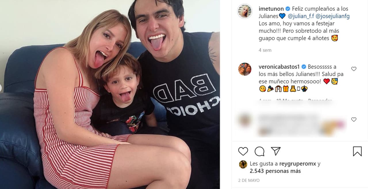 Mientras tanto, su esposa solo tiene una foto con él y fue publicada el pasado 2 de mayo, 
<b><a href="https://www.instagram.com/p/COYCFtZjapM/?utm_source=ig_embed&ig_rid=0108605a-a8f8-4567-a71e-61a185c077ac" target="_blank">cuando Julián Figueroa cumplió 26 años</a></b> mientras que su hijo, Julián Jr., llegó a los 4.