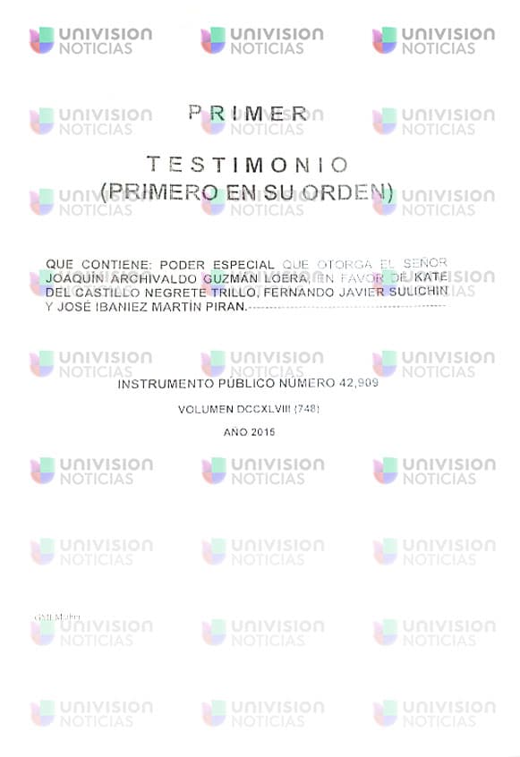 Documento de El Chapo a Kate para recibir pagos por derechos de la película