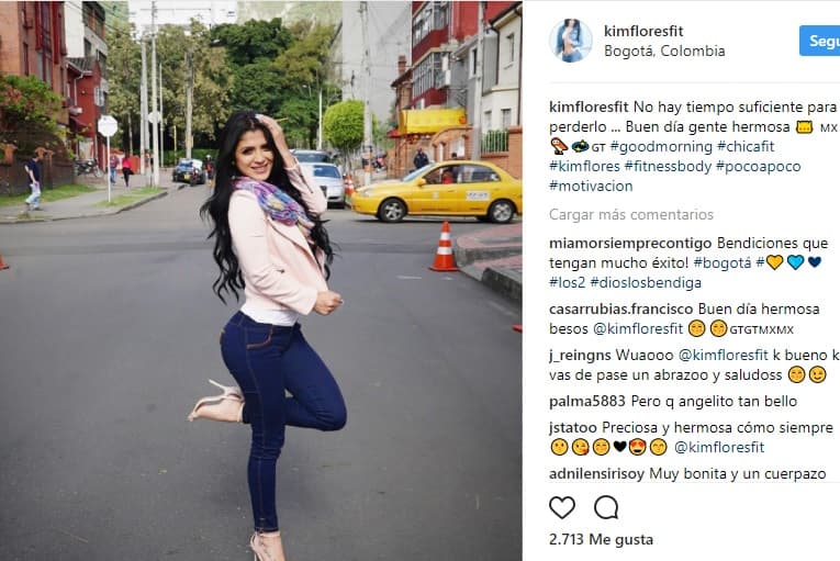 Aquí el mensaje que la modelo centroamericana escribió junto a la foto que se tomó en las calles de Bogotá.