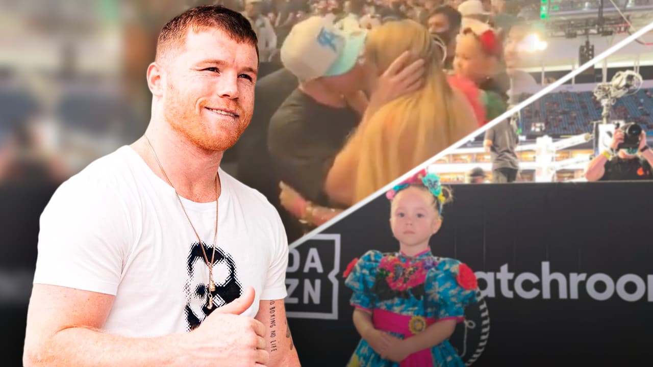 'Canelo' Álvarez celebró su triunfo con un apasionado beso de su novia y la porrista más tierna