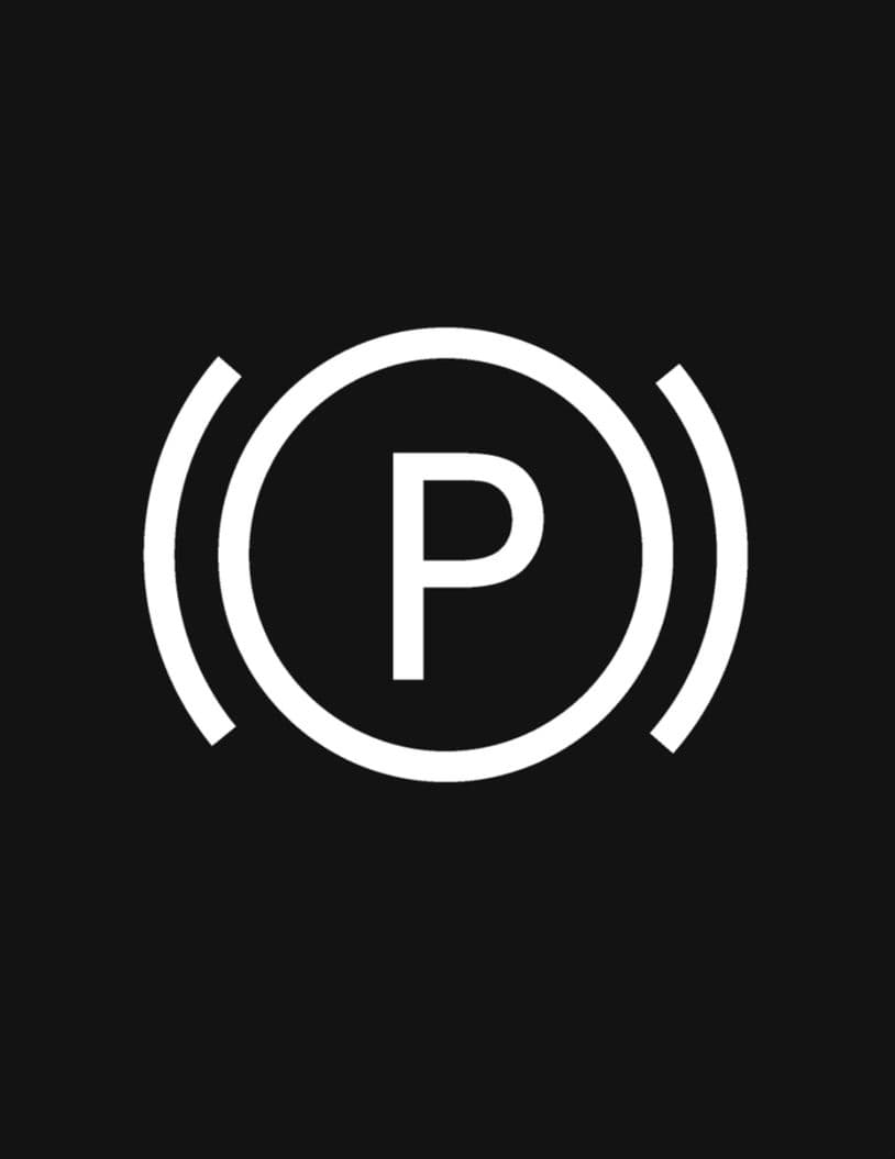 <b>Freno de estacionamiento</b>
<br>
<br>Cuando esté encendida en color roja, el auto está diciendo que el freno de estacionamiento está activado. No se debe manejar sin desactivarlo.
<br>
