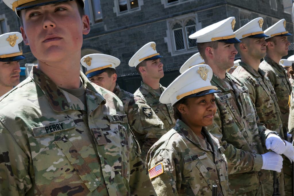 Cadetes en la Academia Militar de EEUU en West Point, Nueva York.