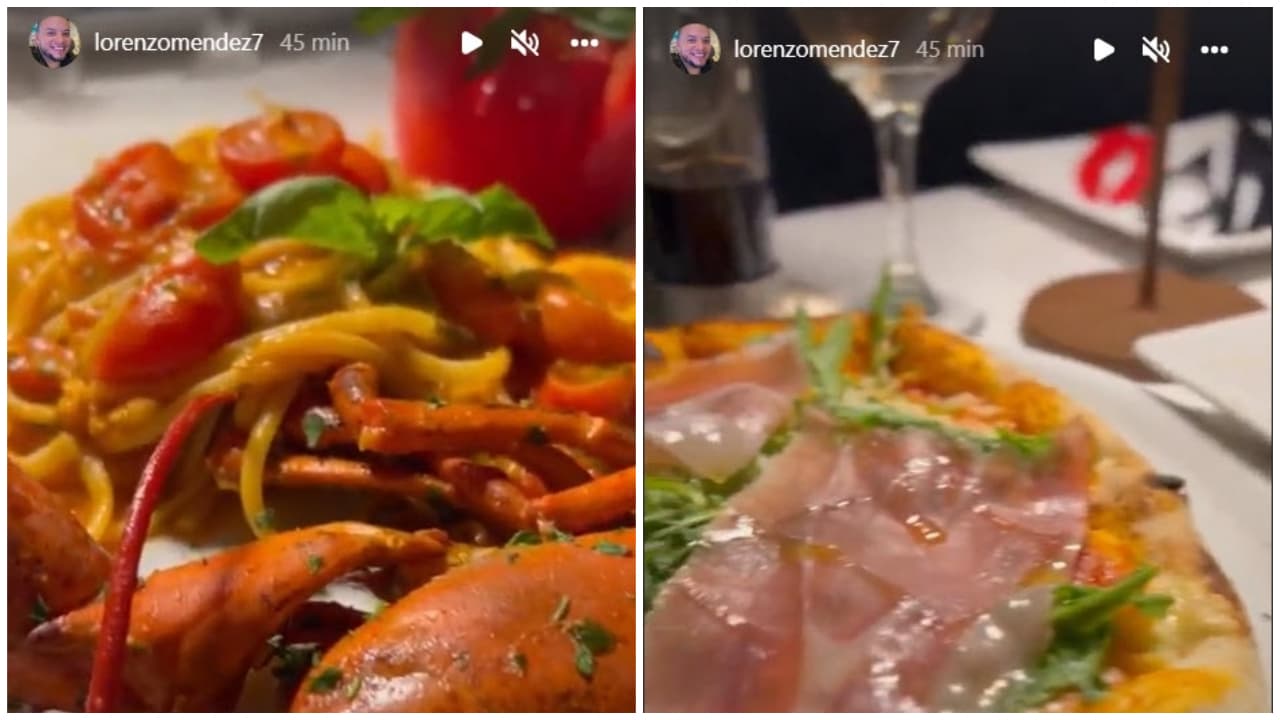 El cantante aparece solo en las instantáneas, pero también publicó un video de la cena frente al icónico lugar, en donde aparecen dos copas y dos platillos.
<br>