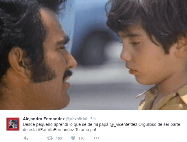 "Desde pequeño aprendó lo que sé de mi papá. Orgulloso de ser parte de esta familia", apuntó El Potrillo en una de sus publicaciones en Twitter.