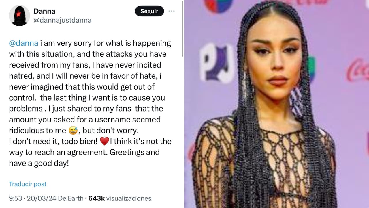 Este había sido el primer mensaje de disculpa que hizo Danna Paola tras la polémica que se desató.