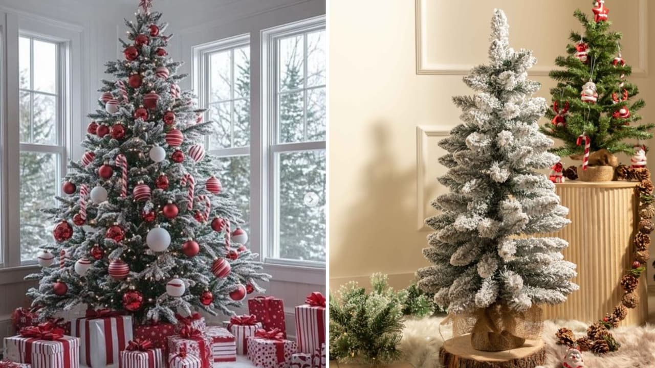 Árboles de Navidad nevados