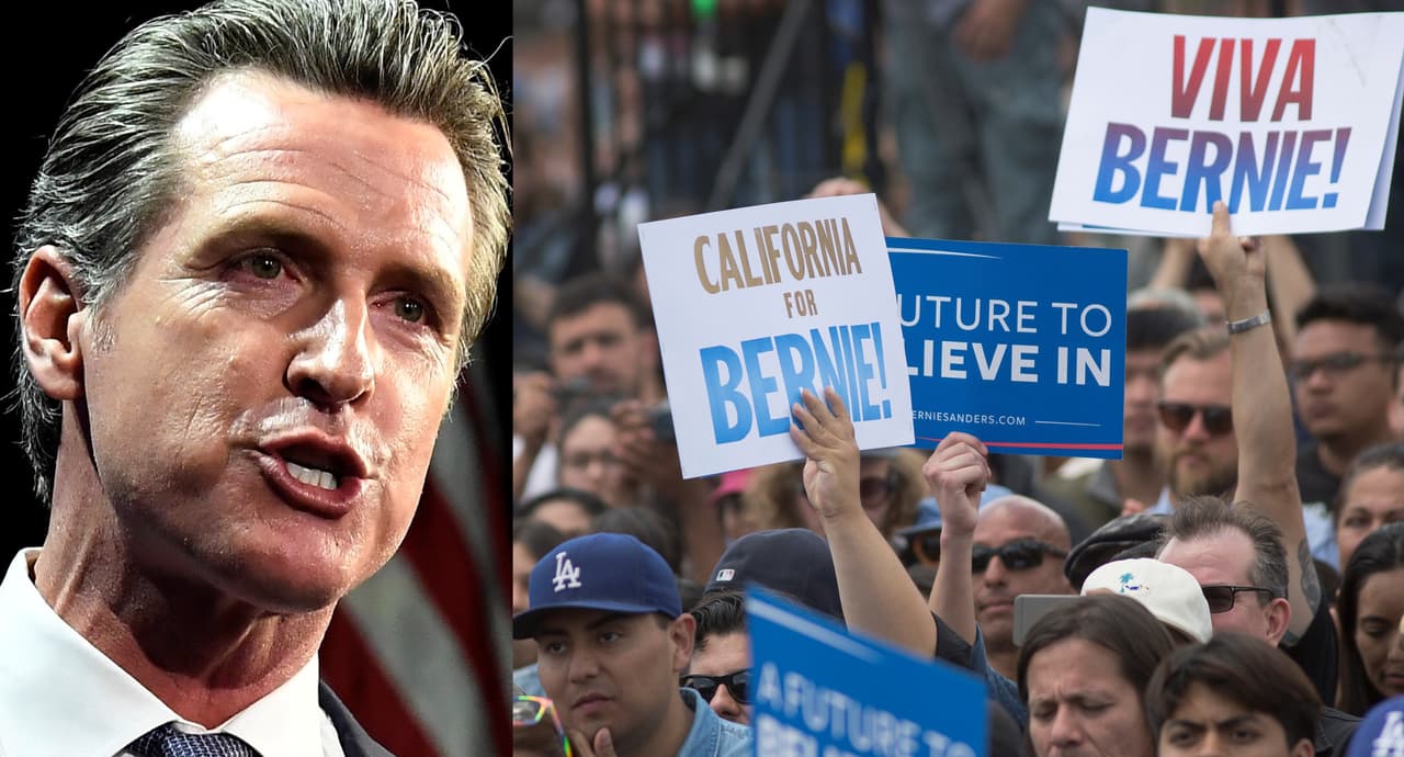 Simpatizantes de Sanders no quieren que Newsom encabece delegación de California