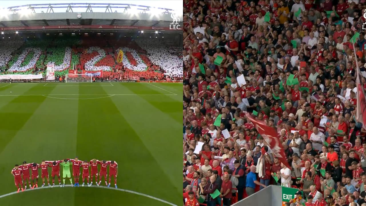 El minuto de silencio en Anfield en memoria de Diogo Jota