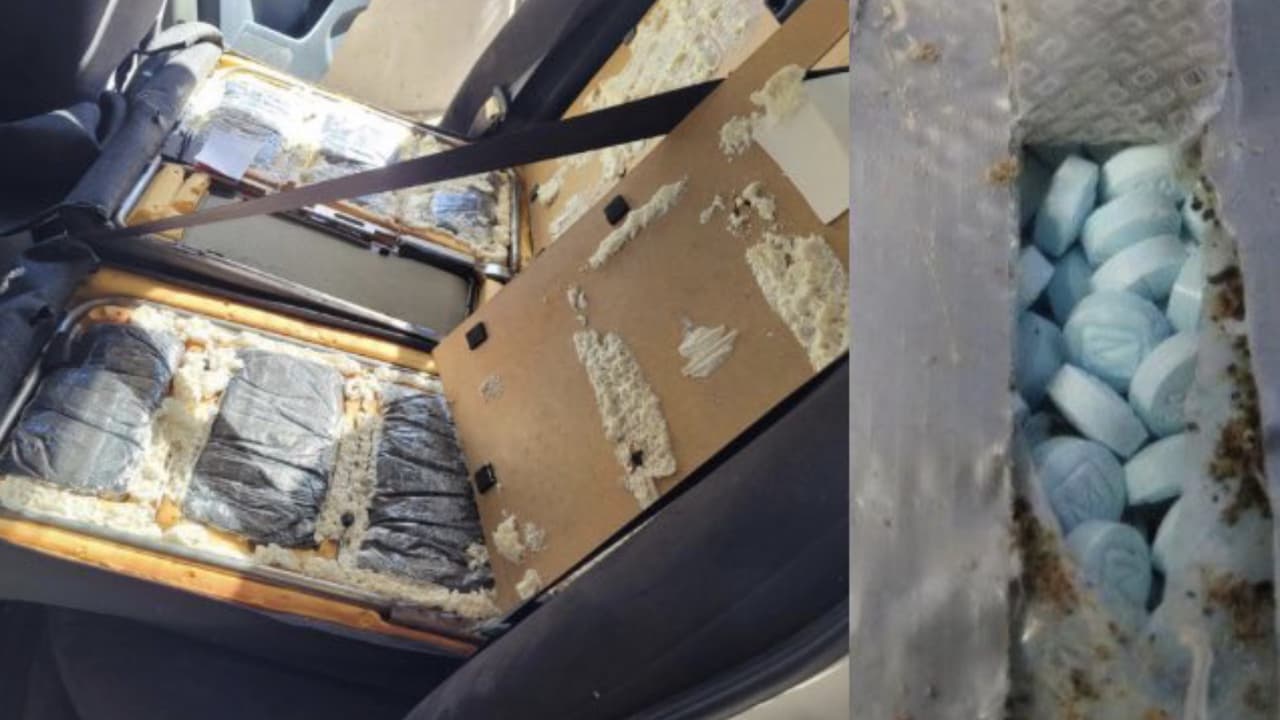 Los traficante de drogas utilizan cualquier lugar del vehículo para esconder la droga, en cuatro incautaciones encuentran casi un millón de pastillas de fentanilo.