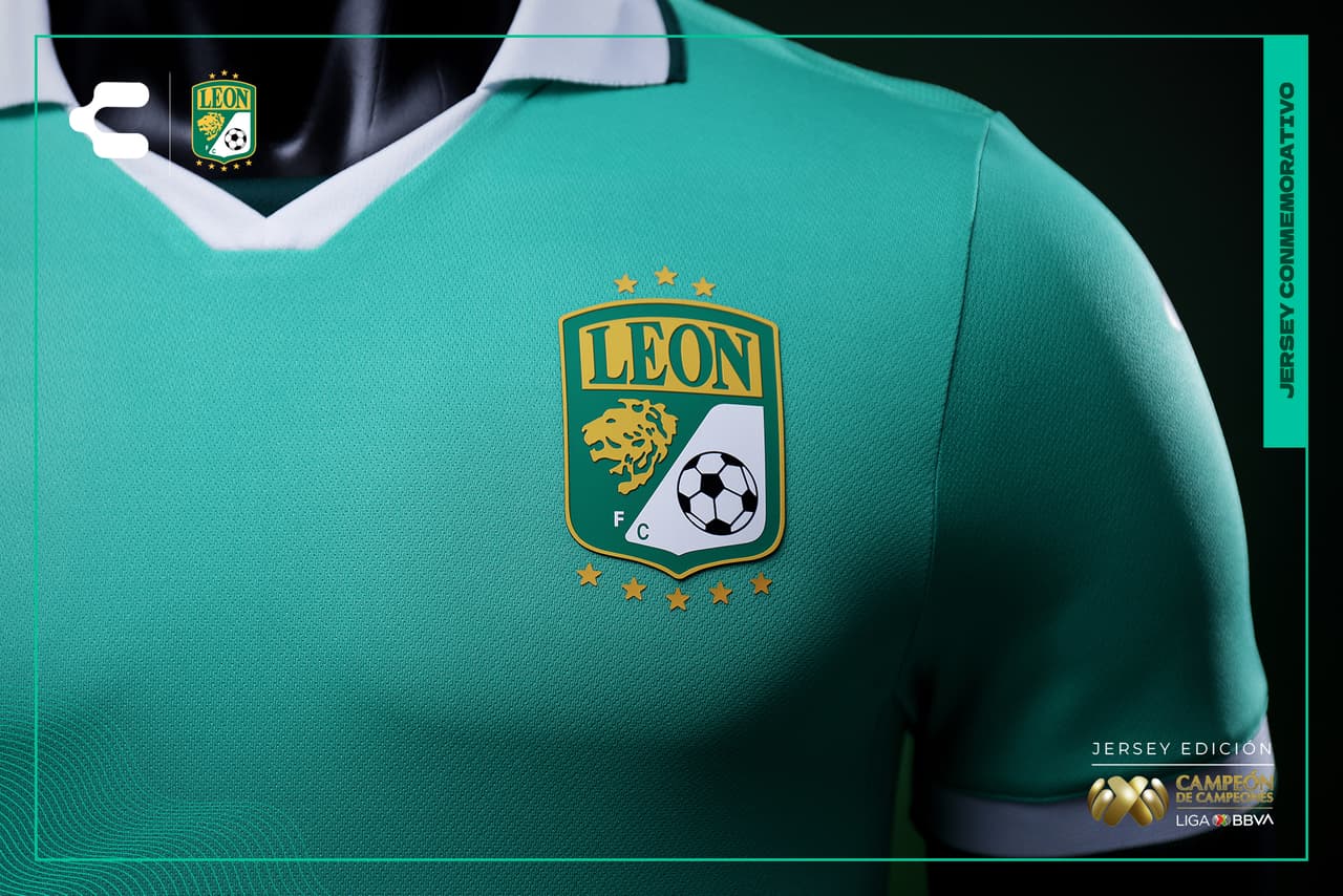 Primer jersey de la marca Charly y Club León que conmemora la alianza de patrocinio.