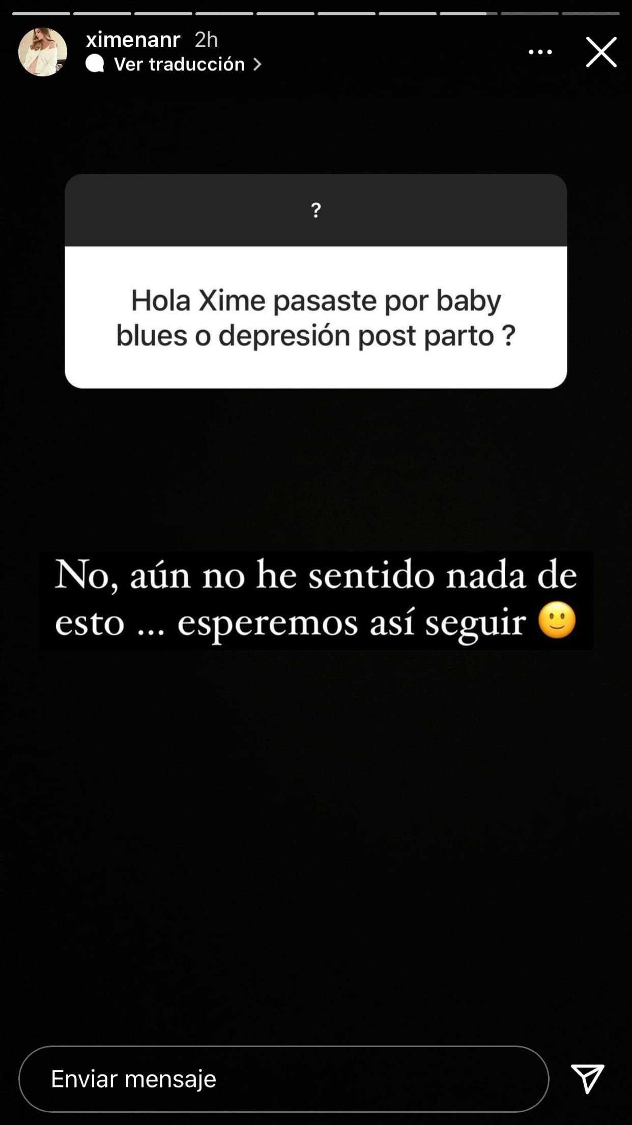 La protagonista de 
<b>La Tempestad </b>confirmó que 
<b>"no ha sentido"</b> nada referente a ese padecimiento: "Esperamos así seguir", dijo. 
<br>