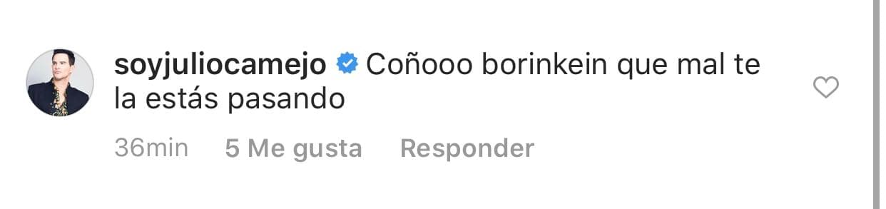 Algunos famosos también opinaron sobre el video, como 
<b><a href="https://www.univision.com/search?q=julio-camejo" target="_blank">Julio Camejo</a></b>, quien expresó: "Coño [...] qué mal te la estás pasando".
<br>