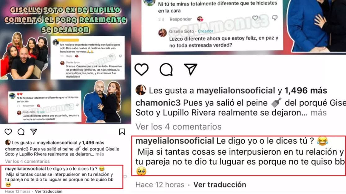 Mayeli Alonso reaccionó así ante mensaje de Giselle Soto, la exnovia de Lupillo Rivera quien aparentemente le habría hecho responsable de su separación.