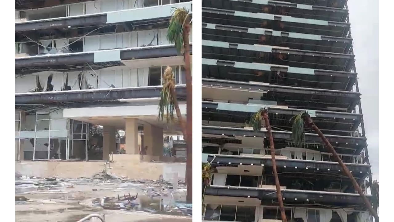 Leticia Calderón mostró cómo quedó el edificio en el que se encontraba su apartamento tras el paso del huracán Otis.